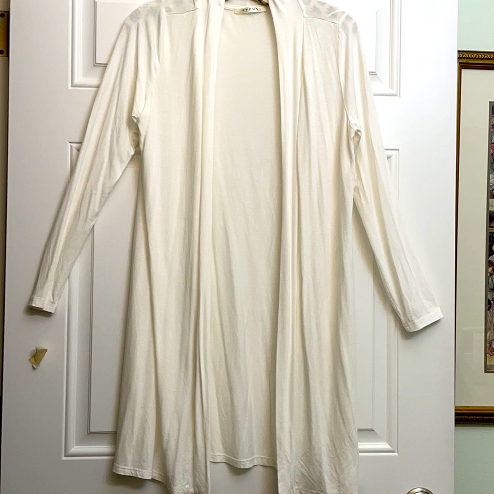 Long sleeve Cyrus, rayon spandex mini duster Medium, elegant, soft, clean